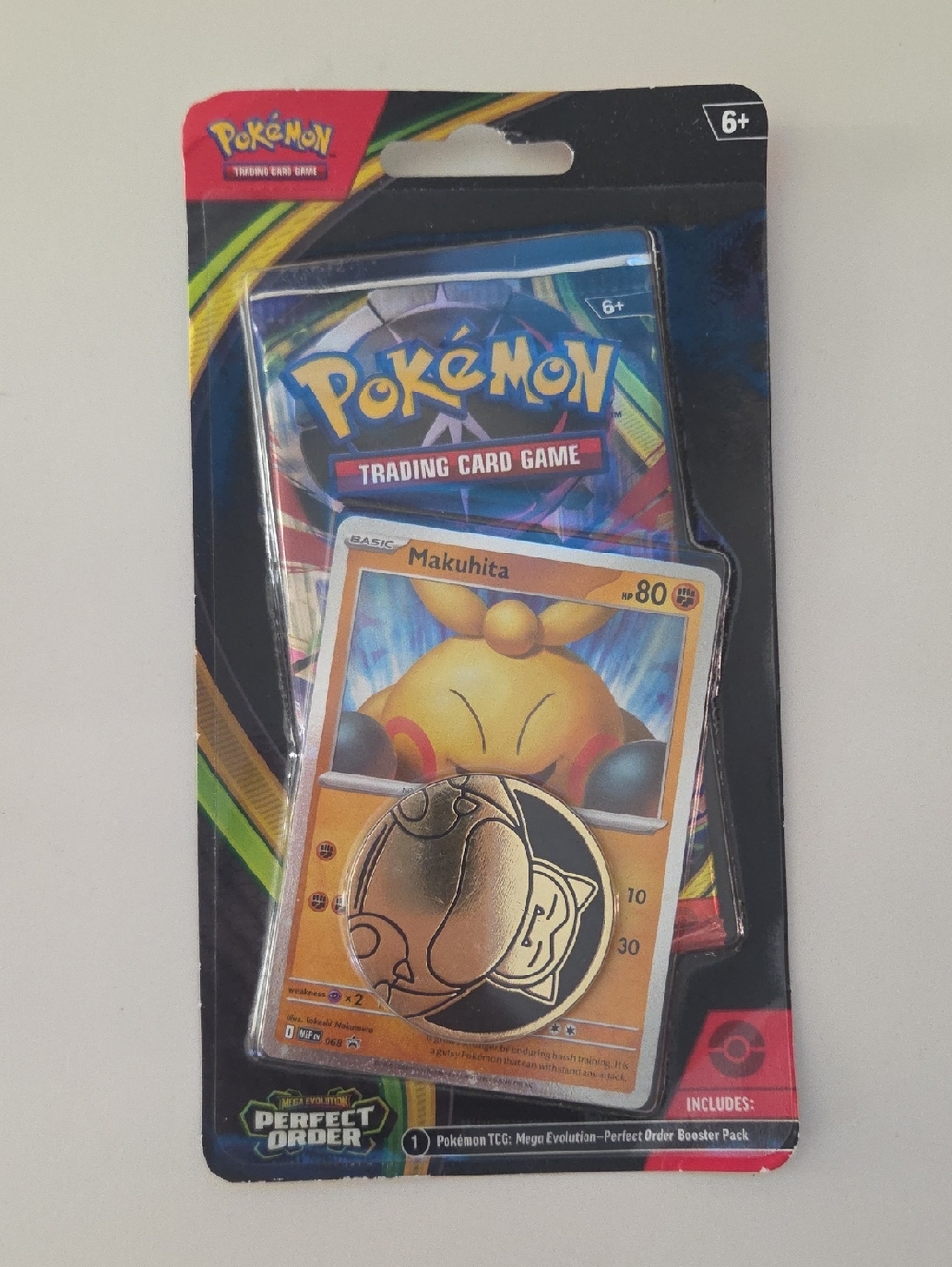 Pokémon TCG Mega Evolution Perfect Order Booster Pack - Makuhita Promo & Coin